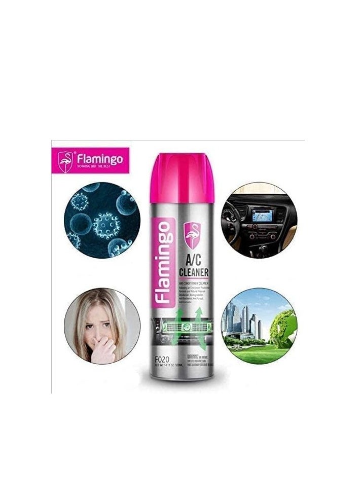 FLAMINGO - FLAMINGO CARCARE TECH A/C PRO, AC CLEANER, AIR CONDITIONER CLEANER, ANTI BACKTERIAL, ANTI CORROSIVE, F020, 500ML, - Image 1