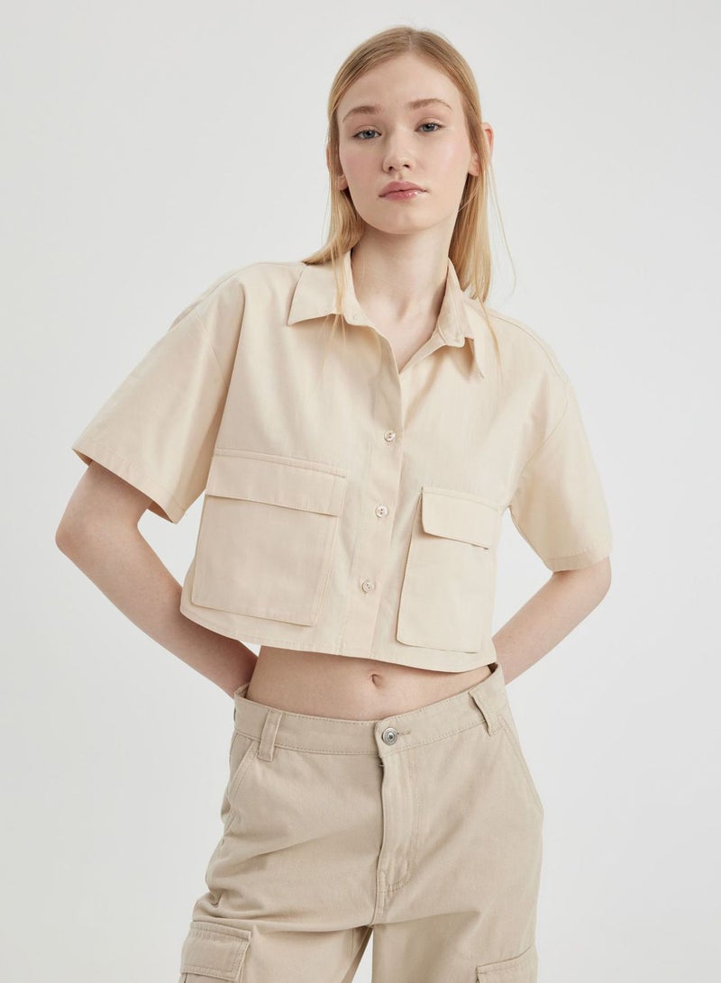 DeFacto Oversize Fit Poplin Short Sleeve Shirt  - Image 1