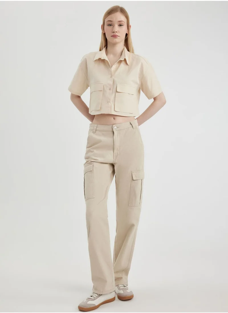 ديفاكتو Oversize Fit Poplin Short Sleeve Shirt