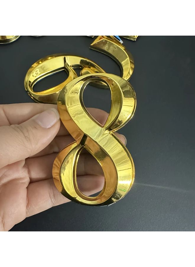 مجموعة أرقام ذهبية ثلاثية الأبعاد الموديل 8 من 0 إلى 9 أحرف بارزة ذاتية اللصق للوحات أبواب صندوق البريد - Image 1