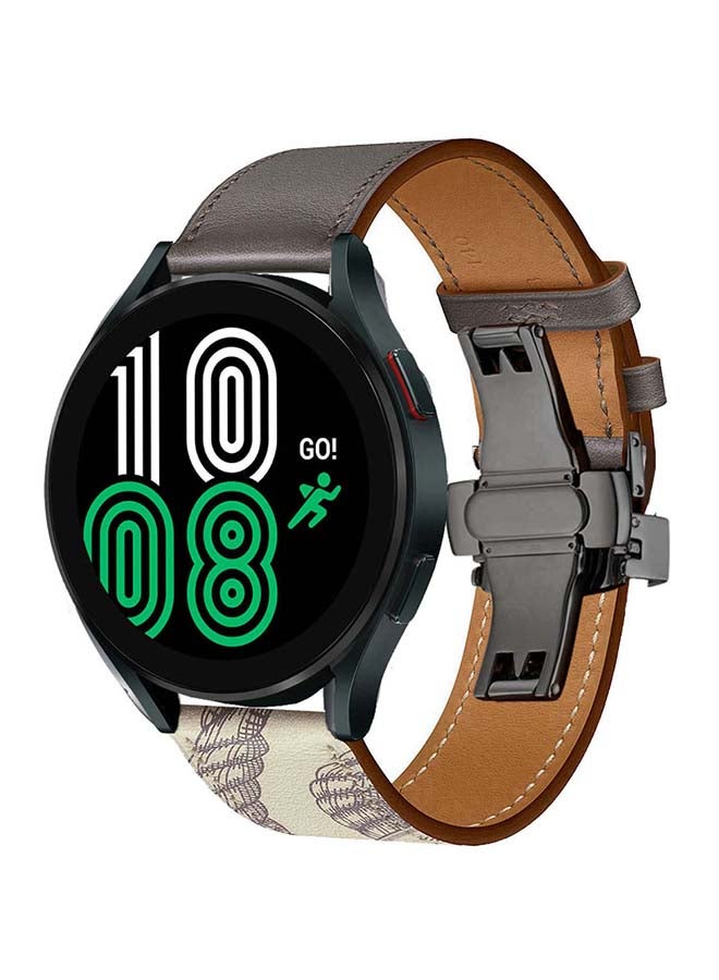 Perfii Genuine Leather Replacement Band for Samsung Galaxy Watch 4 40/44mm Grey - Image 2