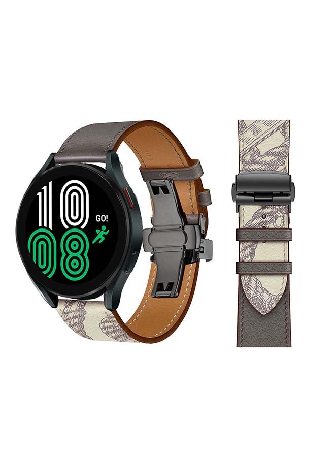 Perfii Genuine Leather Replacement Band for Samsung Galaxy Watch 4 40/44mm Grey - Image 1