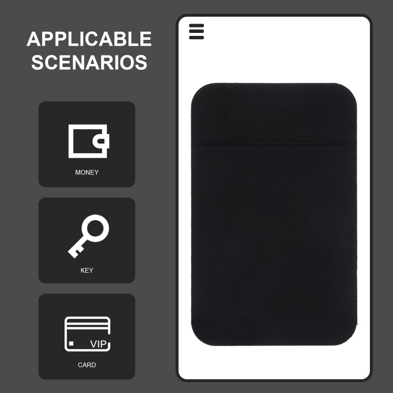 2pcs Black Adhesive Phone Card Holder Sticky Back Pocket for Travel Everyday Use - Image 5