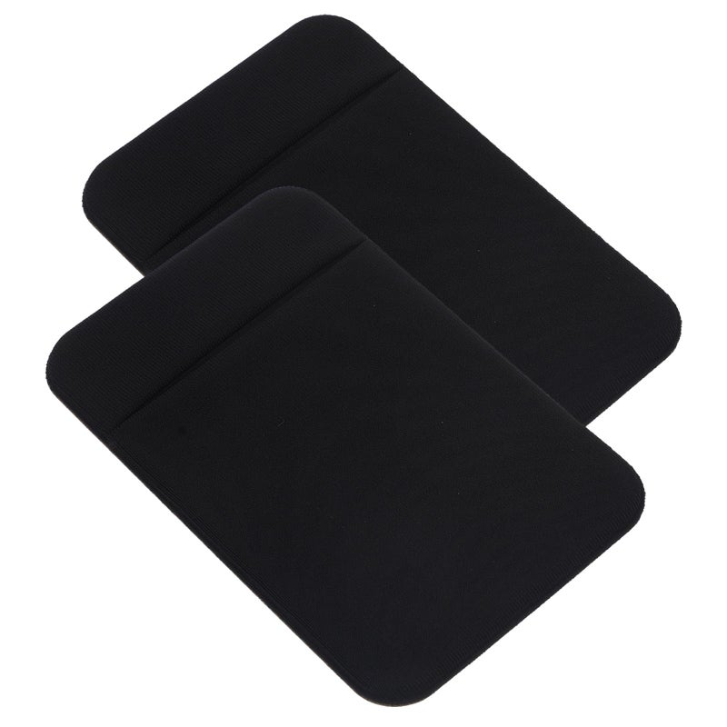2pcs Black Adhesive Phone Card Holder Sticky Back Pocket for Travel Everyday Use - Image 2