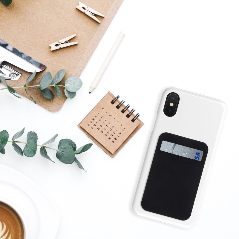 2pcs Black Adhesive Phone Card Holder Sticky Back Pocket for Travel Everyday Use - Image 3