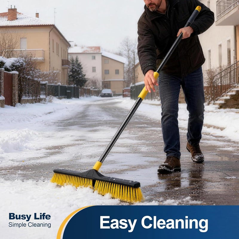 YOCADA Push Broom Brush 24" Wide 65.3" Long Handle Stiff Bristles Heavy-Duty Outdoor Commercial for Cleaning Bathroom Kitchen Patio Garage Deck Concrete Wood Stone Tile Floor - Image 2