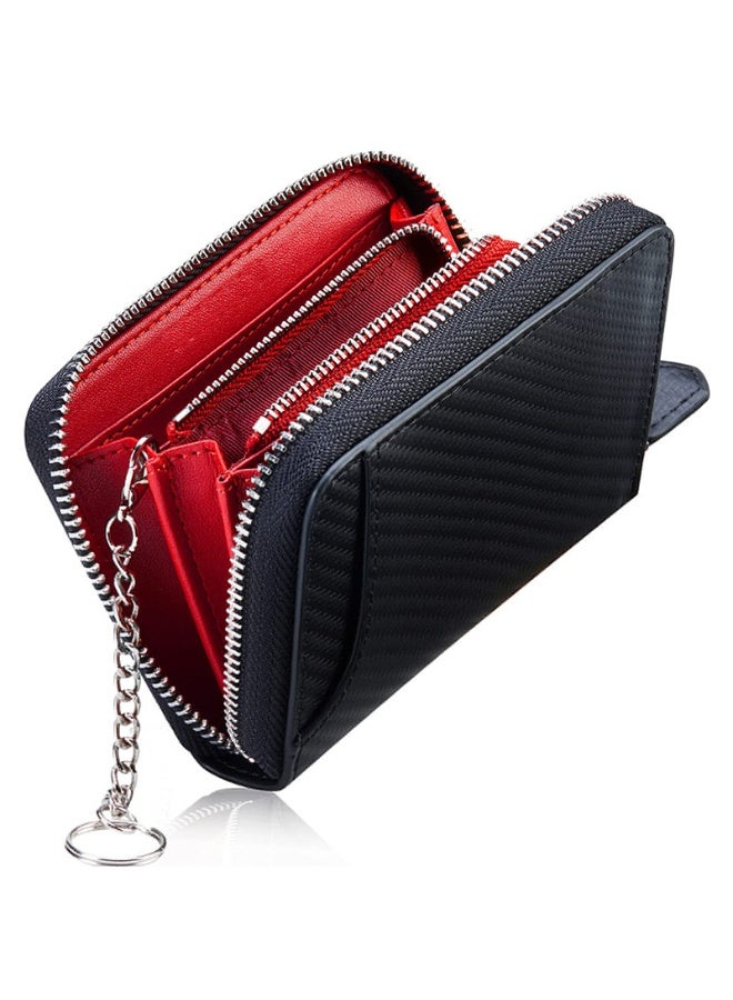 Mark Fairwhale New Leather Carbon Fiber Short Cowhide Zipper Coin Purse 
