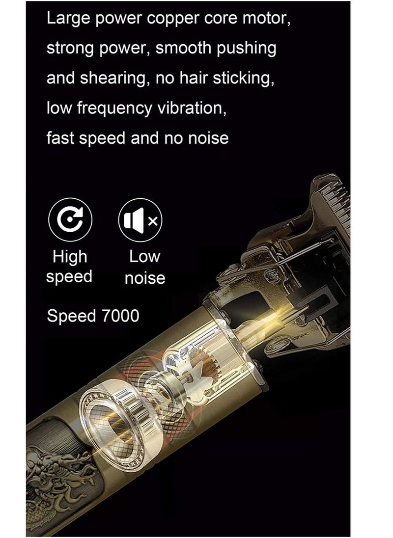 New T9 Embossed Hair Clipper Electric Hair Clipper Shaving Knife Retro Oil Hair Clipper (Carved Dragon Head) - Image 5