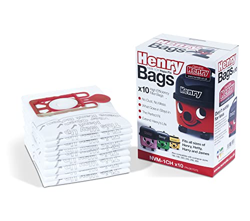 Henry Avern GENUINE ONLY Numatic Henry Hetty NVM-1CH HepaFlo Vacuum Cleaner Dust Bags Pack Of 10-604015 907075 - Image 1