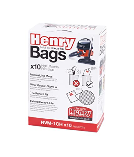 Henry Avern GENUINE ONLY Numatic Henry Hetty NVM-1CH HepaFlo Vacuum Cleaner Dust Bags Pack Of 10-604015 907075 - Image 3