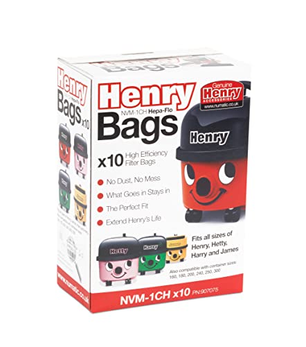 Henry Avern GENUINE ONLY Numatic Henry Hetty NVM-1CH HepaFlo Vacuum Cleaner Dust Bags Pack Of 10-604015 907075 - Image 2