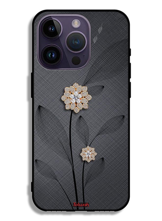 Tolwak Apple iPhone 14 Pro Protective Case Diamond Flowers Art - Image 2
