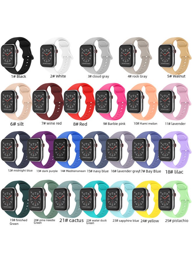 For Apple Silicone Strap Iwatch Strap Apple Watch With Butterfly Buckle 8 Buckle Apple Strap Bag Buckle-Color:Vintage Rose-Specifications:42/44/45/49mm Large Size  - Image 3