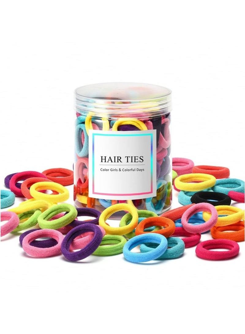 100 Pcs Baby Hair Ties, Hair Ties Band Set Multicolour, Hair Accessories For Girls , Hair Ties Elastic Hair Bands Ponytail Holders Rubber Bands Hair Barettes Hair Ropes Seamless Cotton Toddler Hair Ties, Multicolor Small Soft Hair Elastics Ponytail Holders(10Colors) - Image 1