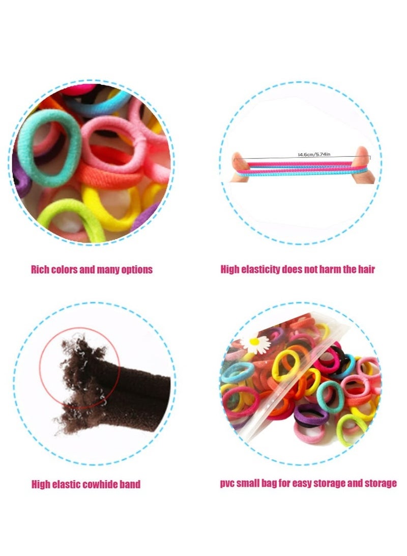 100 Pcs Baby Hair Ties, Hair Ties Band Set Multicolour, Hair Accessories For Girls , Hair Ties Elastic Hair Bands Ponytail Holders Rubber Bands Hair Barettes Hair Ropes Seamless Cotton Toddler Hair Ties, Multicolor Small Soft Hair Elastics Ponytail Holders(10Colors) - Image 3