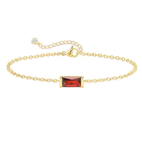 FUNEIA Birthstone Gold Bracelets for Women Non Tarnish Trendy Dainty 14K Gold Plated Bracelet Stack Stackable Blue Green May Emerald Friendship Bracelets Jewelry Gifts for Mom Best Friend - Image 1