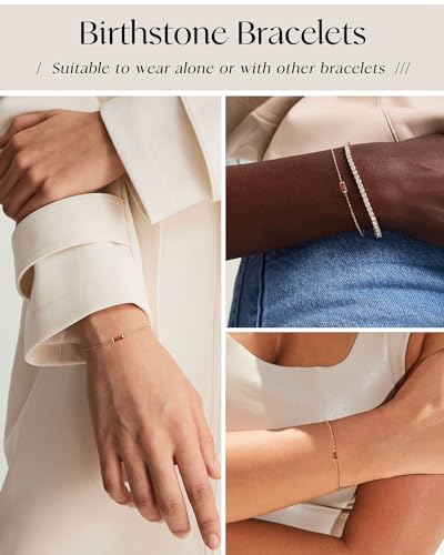 FUNEIA Birthstone Gold Bracelets for Women Non Tarnish Trendy Dainty 14K Gold Plated Bracelet Stack Stackable Blue Green May Emerald Friendship Bracelets Jewelry Gifts for Mom Best Friend - Image 5