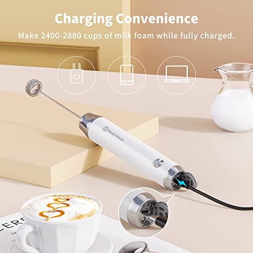 Maestri House Rechargeable Milk Frother with Stand, LunaFro Handheld Electric Foam Maker Waterproof Detachable Stainless Steel Whisk Drink Mixer Foamer for Lattes, Cappuccino - Image 2