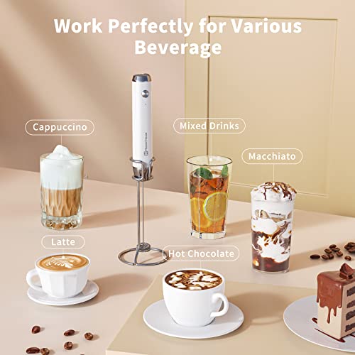 Maestri House Rechargeable Milk Frother with Stand, LunaFro Handheld Electric Foam Maker Waterproof Detachable Stainless Steel Whisk Drink Mixer Foamer for Lattes, Cappuccino - Image 3