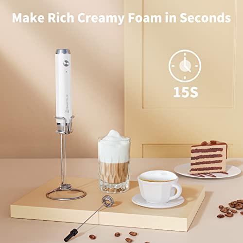 Maestri House Rechargeable Milk Frother with Stand, LunaFro Handheld Electric Foam Maker Waterproof Detachable Stainless Steel Whisk Drink Mixer Foamer for Lattes, Cappuccino - Image 5