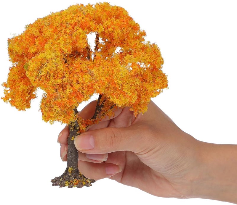 Practical build Miniature Tree Model: Simulation Train Scenery Architecture Trees Model - 6 Inches Craft Fake Plants for Railroad, Diorama Supplies Landscape Accessory Orange User friendly optimized build - Image 5