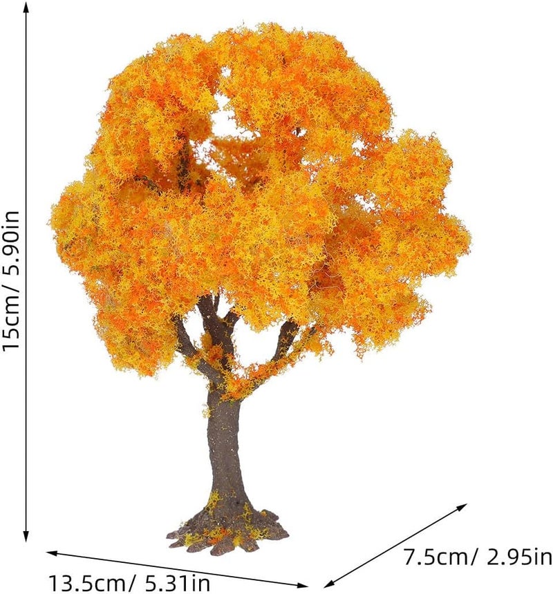 Practical build Miniature Tree Model: Simulation Train Scenery Architecture Trees Model - 6 Inches Craft Fake Plants for Railroad, Diorama Supplies Landscape Accessory Orange User friendly optimized build - Image 2