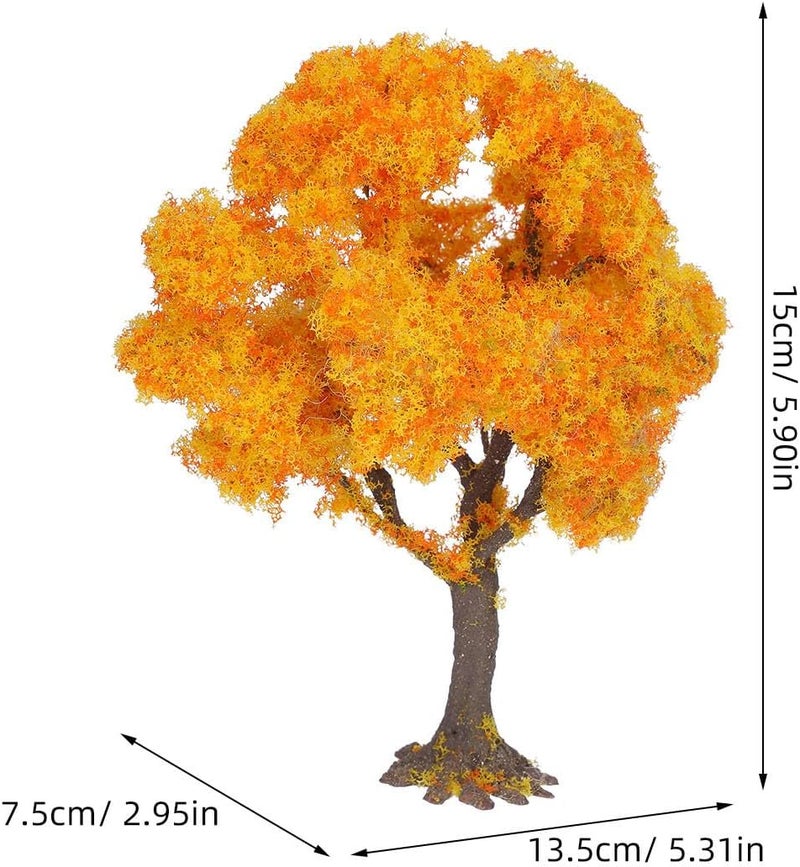 Practical build Miniature Tree Model: Simulation Train Scenery Architecture Trees Model - 6 Inches Craft Fake Plants for Railroad, Diorama Supplies Landscape Accessory Orange User friendly optimized build - Image 4
