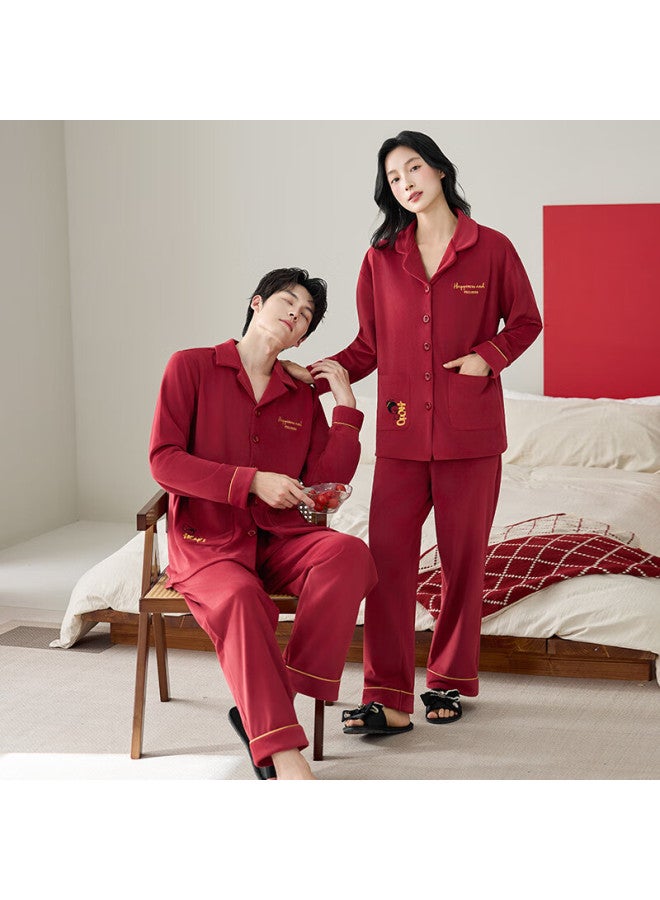 Fentengcare Red Zodiac Year Couples Pajamas Wedding New Marriage Autumn Winter Island Fleece Long Sleeve Homewear Set Qh - Image 4