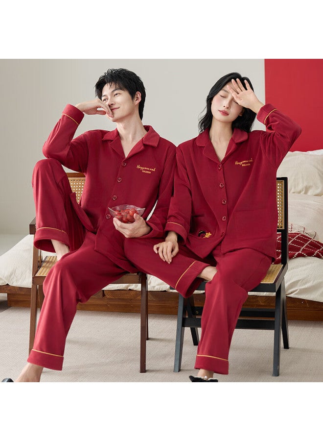 Fentengcare Red Zodiac Year Couples Pajamas Wedding New Marriage Autumn Winter Island Fleece Long Sleeve Homewear Set Qh - Image 5