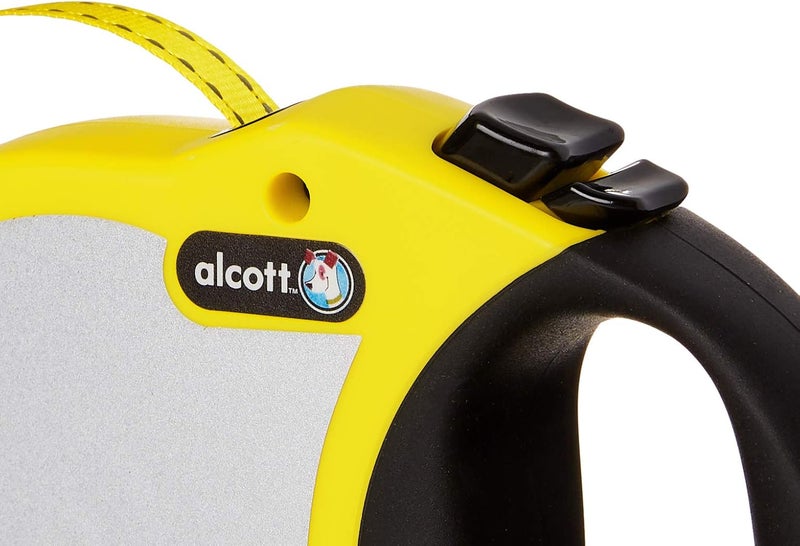 alcott Visibility Retractable Reflective Belt Leash, 16' Long, Small for Dogs Up to 45 lbs., Neon Yellow with Reflective Accents - Image 3