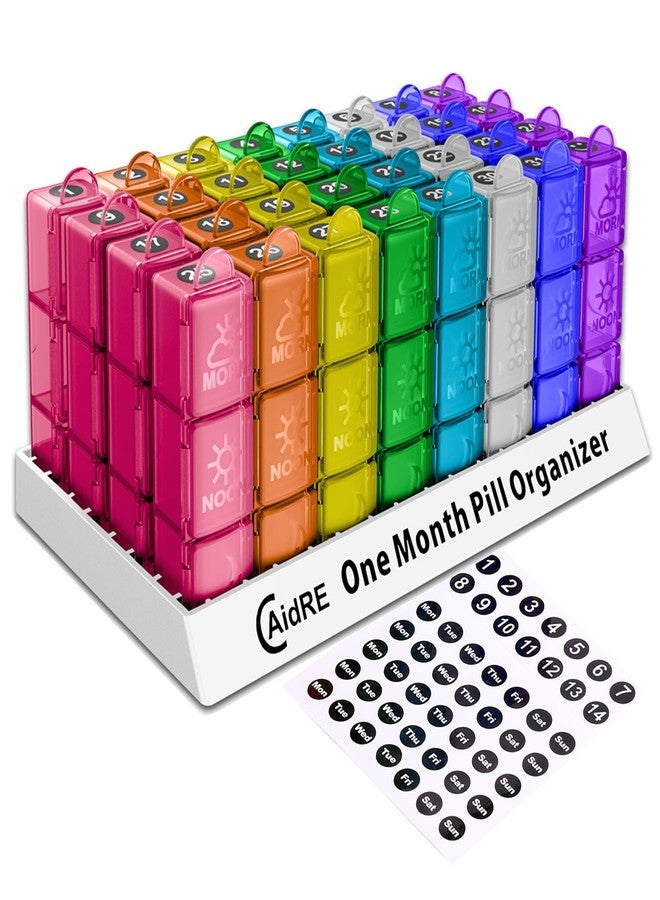 CAidRE Monthly Pill Organizer 31 Day 3 Times a Day – One Month Pill Box for Medications, Fish Oil, Vitamins & Supplements – 30 Day Daily Pill Case Organizer - Image 1