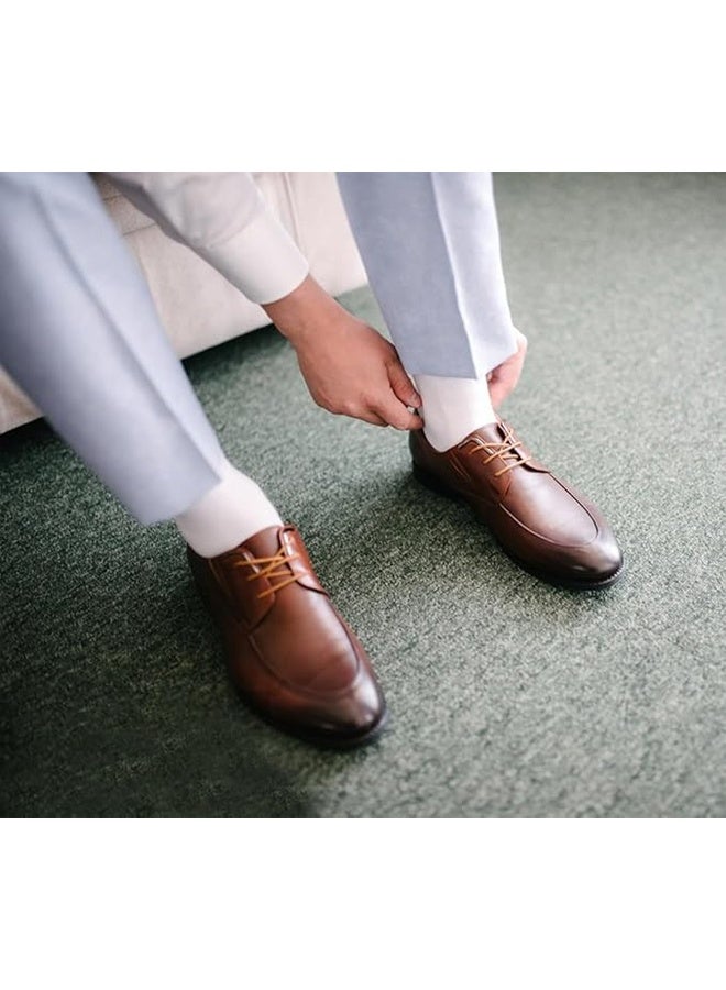 DUNISO 5 pcs of Men's Long Socks Formal Socks Pure Cotton Business Soft Breathable Sports Long Casual Socks (White) - Image 4