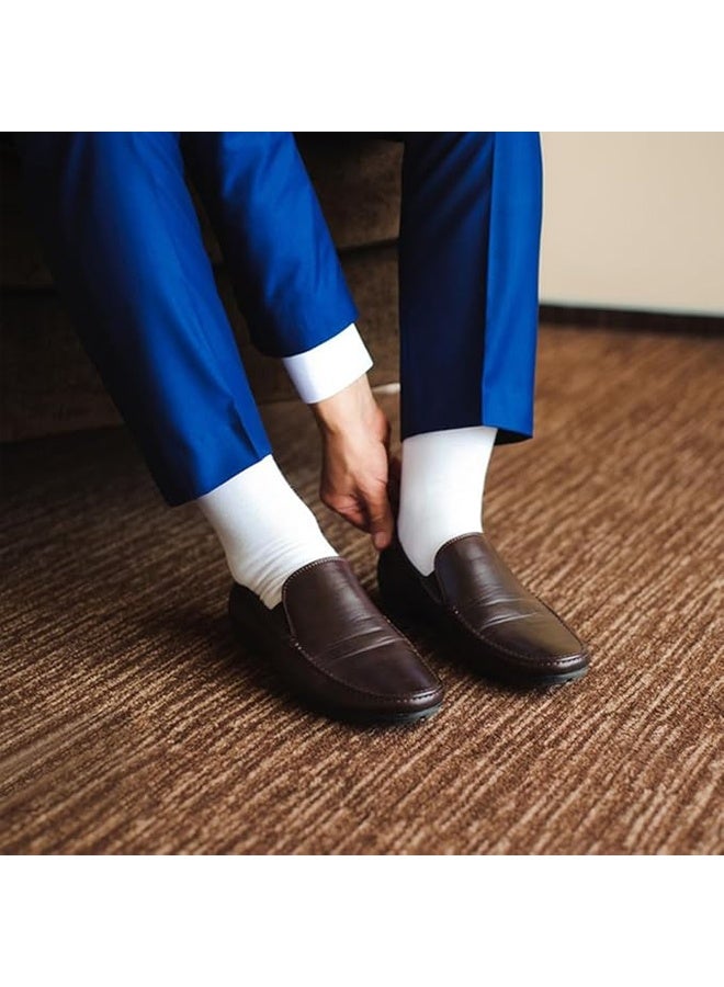 DUNISO 5 pcs of Men's Long Socks Formal Socks Pure Cotton Business Soft Breathable Sports Long Casual Socks (White) - Image 5
