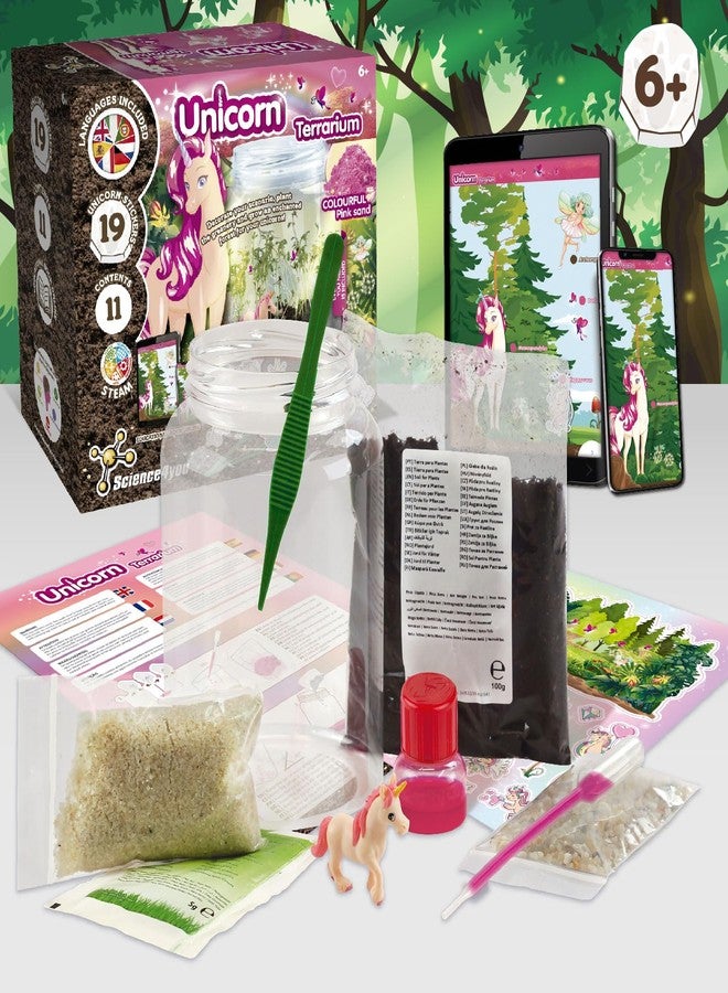 Science4you Unicorn Terrarium Kit for Girls and Boys - Terrarium Starter Kit to Make Your Own Ecosphere, Unicorn Toy + 19 Unicorn Stickers + Pink Sand Included, Game and Gift for Kids 6+ Year olds - Image 3