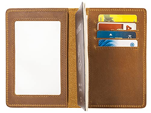 AGBIADD Genuine Leather Passport Holder with RFID Blocking, Slim Design, Brown Color, Unisex - Image 4