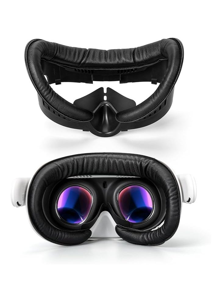 بروماس دعامة واجهة الوجه VR وغطاء وجه من إسفنج جلد البولي يوريثان متوافق مع Meta Quest 3، بديل مقاوم للعرق، ملحقات سماعة الرأس Meta Quest 3 VR، وسادة الوجه، تصميم تهوية (4 في 1 أسود) - Image 1