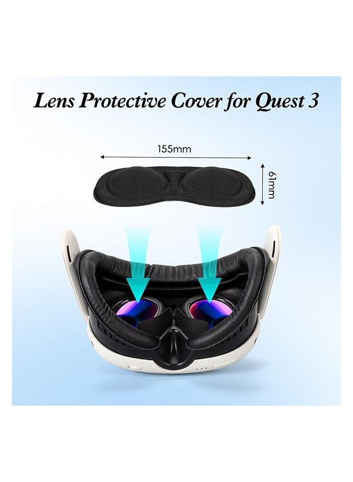 بروماس دعامة واجهة الوجه VR وغطاء وجه من إسفنج جلد البولي يوريثان متوافق مع Meta Quest 3، بديل مقاوم للعرق، ملحقات سماعة الرأس Meta Quest 3 VR، وسادة الوجه، تصميم تهوية (4 في 1 أسود) - Image 3