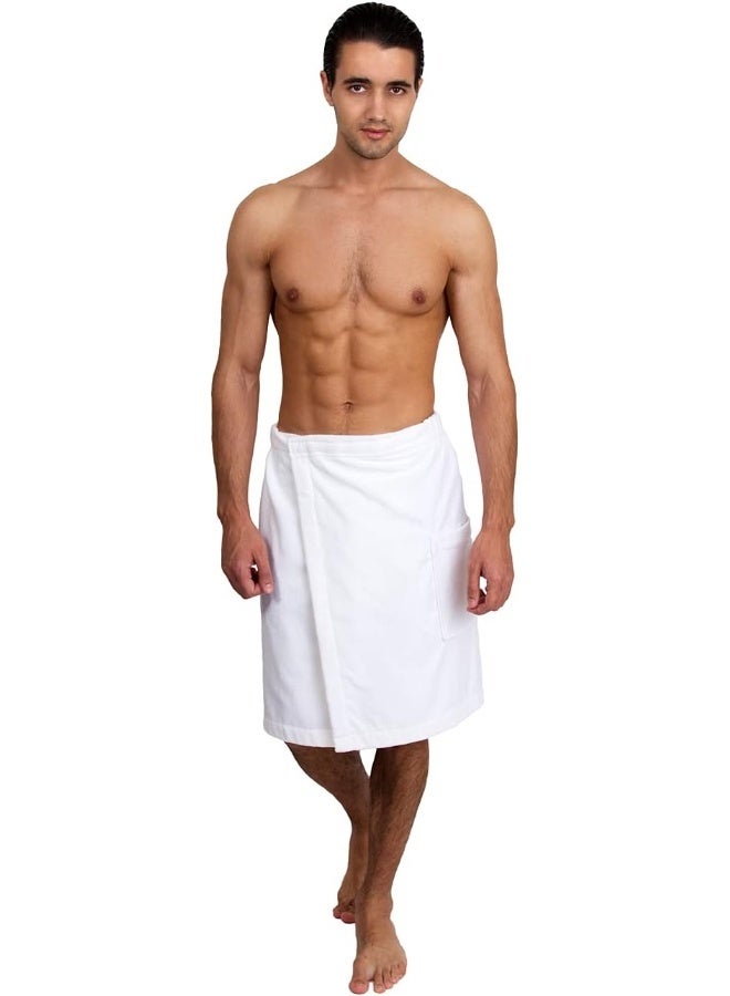 TowelSelections غطاء استحمام قطن فويلور قابل للتعديل للرجال من تاولسيليكشنز متوسط/كبير أبيض - Image 1