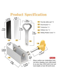 Snowie Soft 4 Sets Sliding Window Locks Baby Safety Lock Security Window Lock Aluminum With Key Window Stoppers For Slide Door Adjustable Security Locks For Kids Room Hung Windows Silver  - Image 3