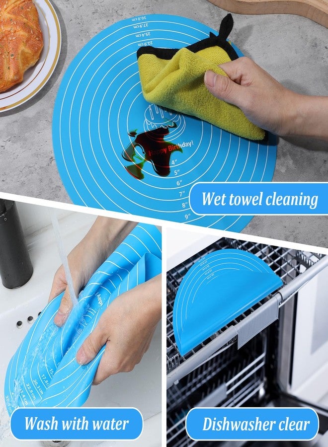 Kifmurase 12Pcs Silicone Baking Mat, 12 Inch Round Silicone Mat, Cake Mats with Measurements for Cake Turntable Stand, Reusable Cookie Mats for Rolling Out Dough, Non-Stick and Heat Resistant - Image 4