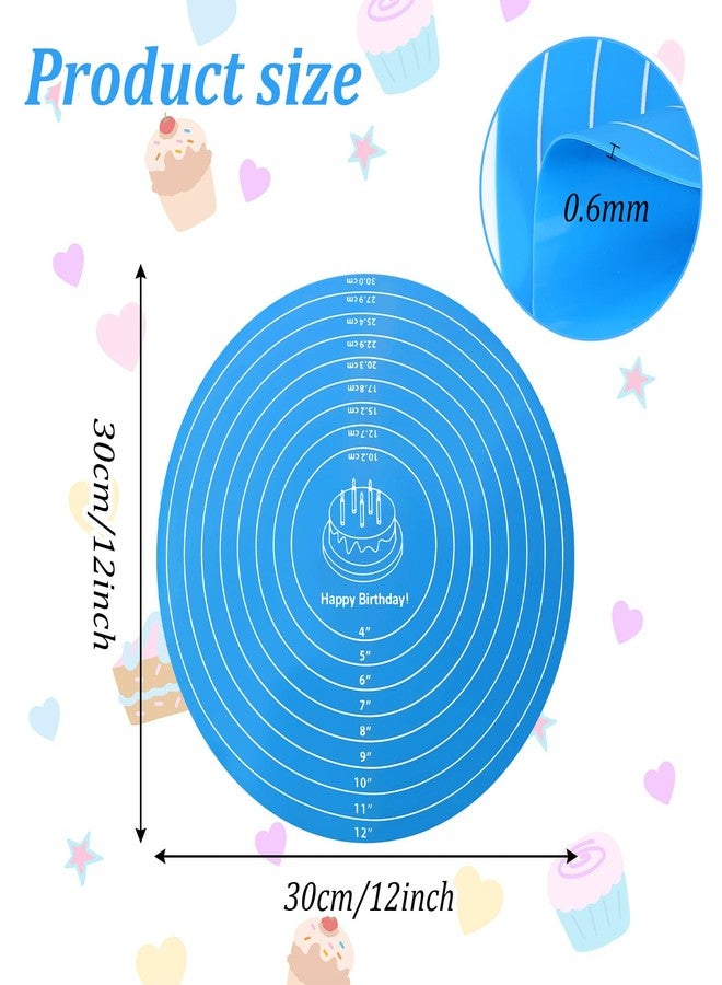 Kifmurase 12Pcs Silicone Baking Mat, 12 Inch Round Silicone Mat, Cake Mats with Measurements for Cake Turntable Stand, Reusable Cookie Mats for Rolling Out Dough, Non-Stick and Heat Resistant - Image 2