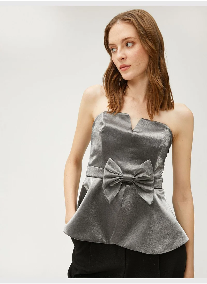KOTON Strapless Bowtie Detail Blouse
