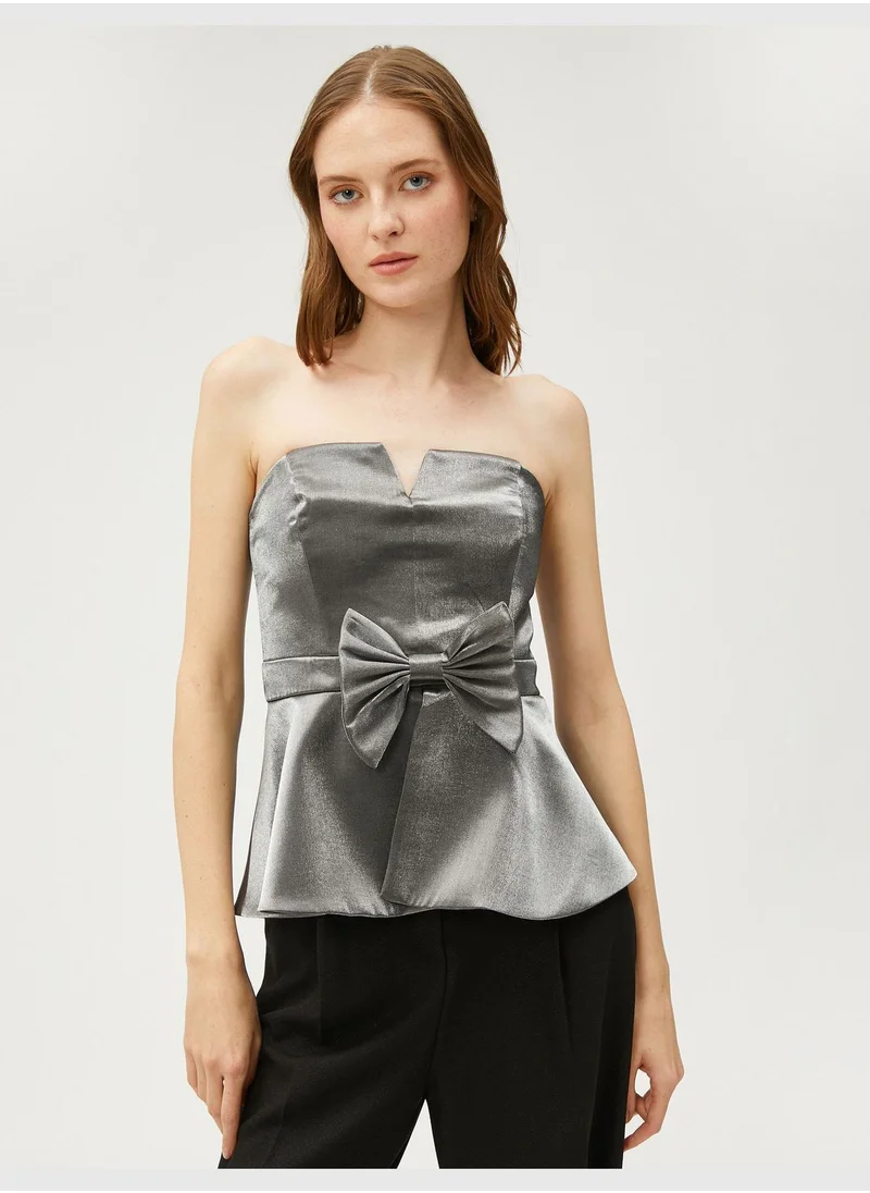 KOTON Strapless Bowtie Detail Blouse