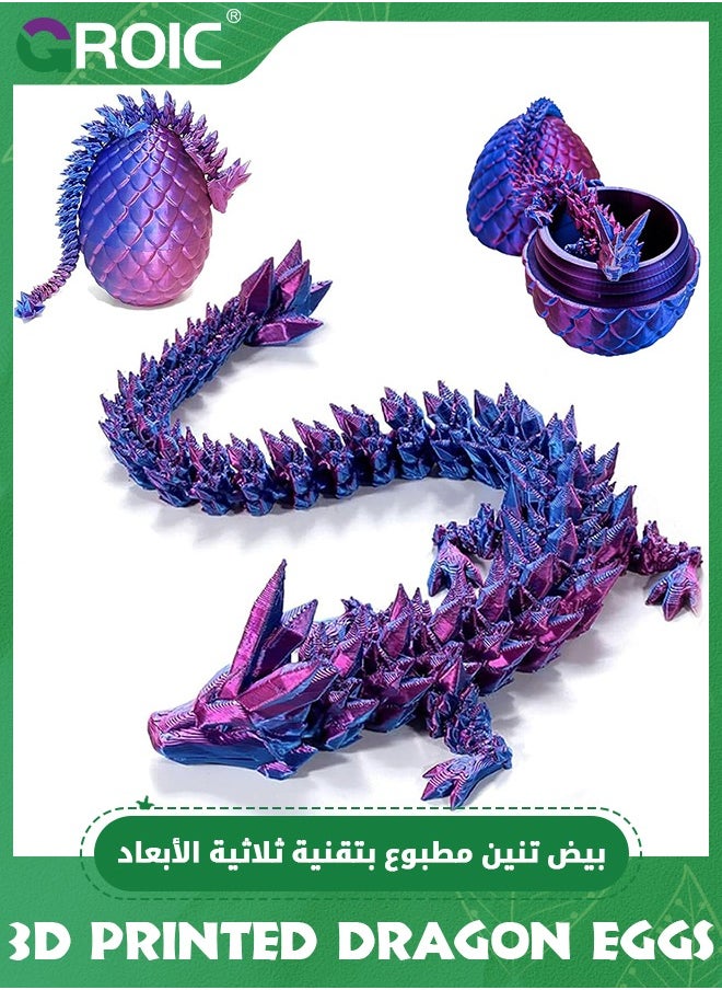 GROIC 3D Printed Dragon in Egg,Dragon Eggs with Dragon Inside for Boys Kids Home Decor,Executive Articulated Crystal Dragon Fidget Desk Toys,Crystal Dragon Fidget Toys  - Image 1