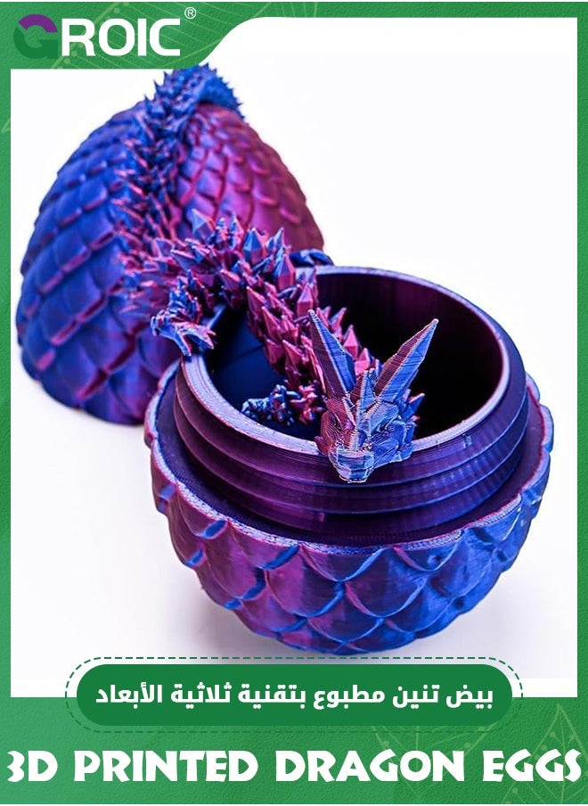 GROIC 3D Printed Dragon in Egg,Dragon Eggs with Dragon Inside for Boys Kids Home Decor,Executive Articulated Crystal Dragon Fidget Desk Toys,Crystal Dragon Fidget Toys  - Image 3