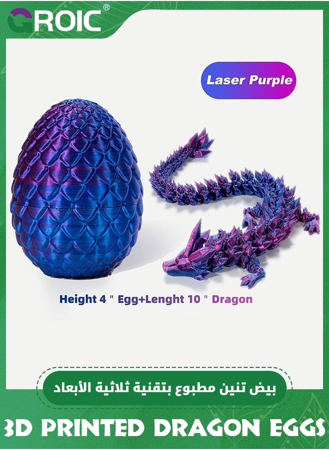 GROIC 3D Printed Dragon in Egg,Dragon Eggs with Dragon Inside for Boys Kids Home Decor,Executive Articulated Crystal Dragon Fidget Desk Toys,Crystal Dragon Fidget Toys  - Image 2