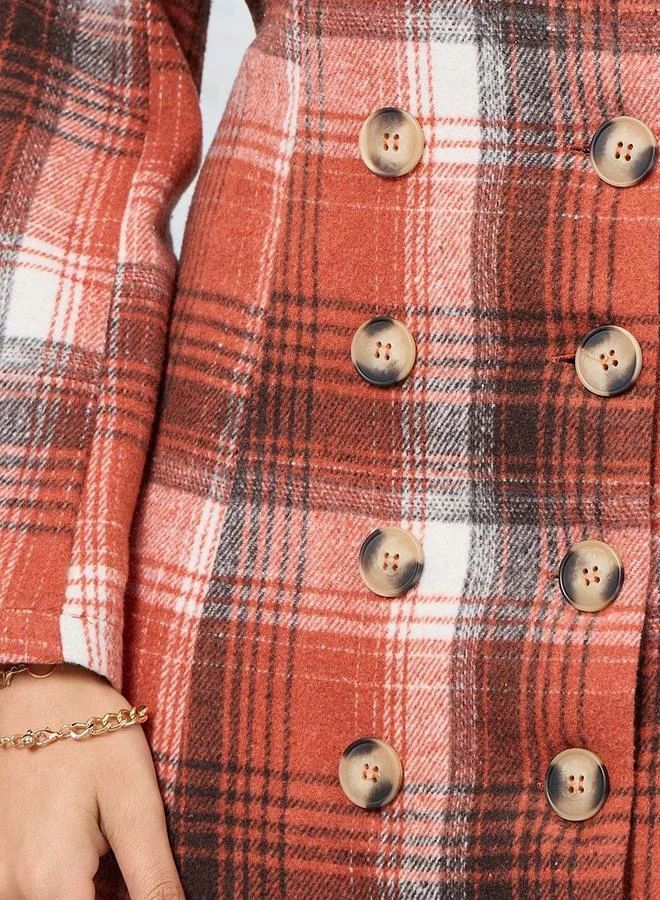 Styli Checked Plaid Blazer Midi Dress