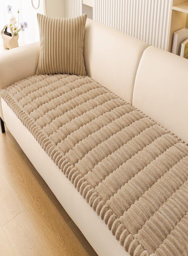 Smiry Couch Cover for Dogs Washable, Non Slip Fuzzy Pet Couch Covers for 3 Cushion Sofa Pet Friendly, Thick Soft Sofa Slipcovers Cushion Protector (Khaki, 27.6" x 88") - Image 1