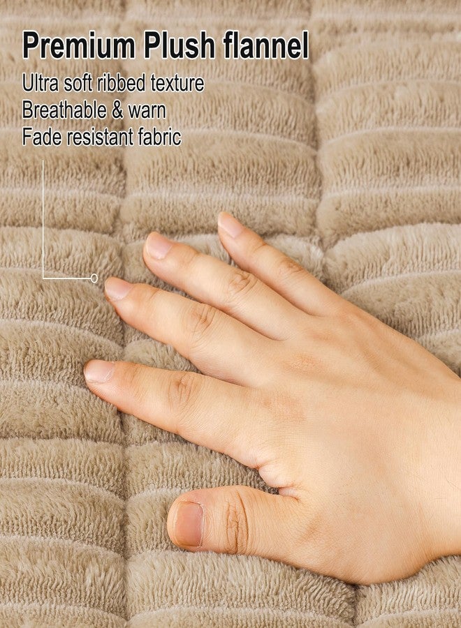 Smiry Couch Cover for Dogs Washable, Non Slip Fuzzy Pet Couch Covers for 3 Cushion Sofa Pet Friendly, Thick Soft Sofa Slipcovers Cushion Protector (Khaki, 27.6" x 88") - Image 4