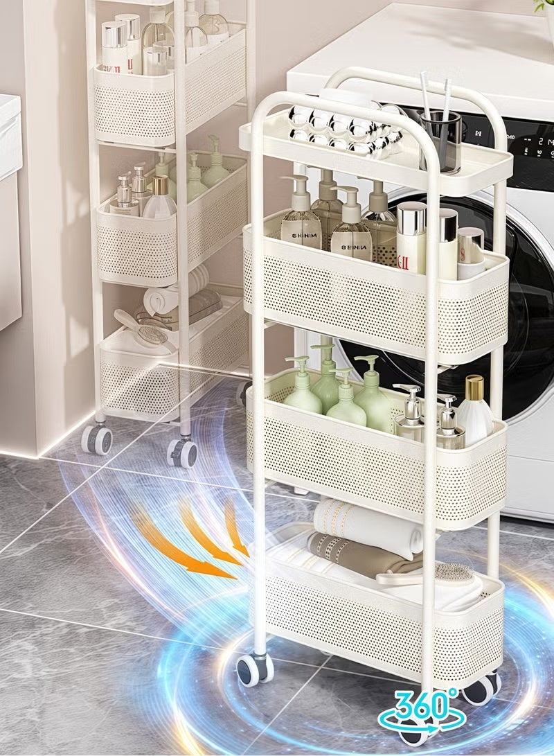 4Tier Plastic Drawer Storage Organizer Cabinet with Wheels, Space-Saving Shelving Unit for Bedroom, Kitchen, Bathroom - Image 3